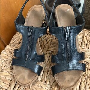 Black Leather Women's Sandals